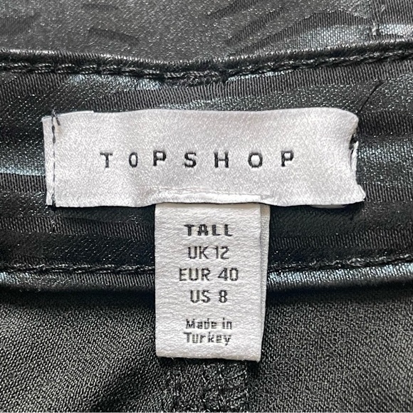 Topshop Women’s Zebra Print Coated Black Mini Skirt Size 8 Tall Night Out Disco - Picture 8 of 9